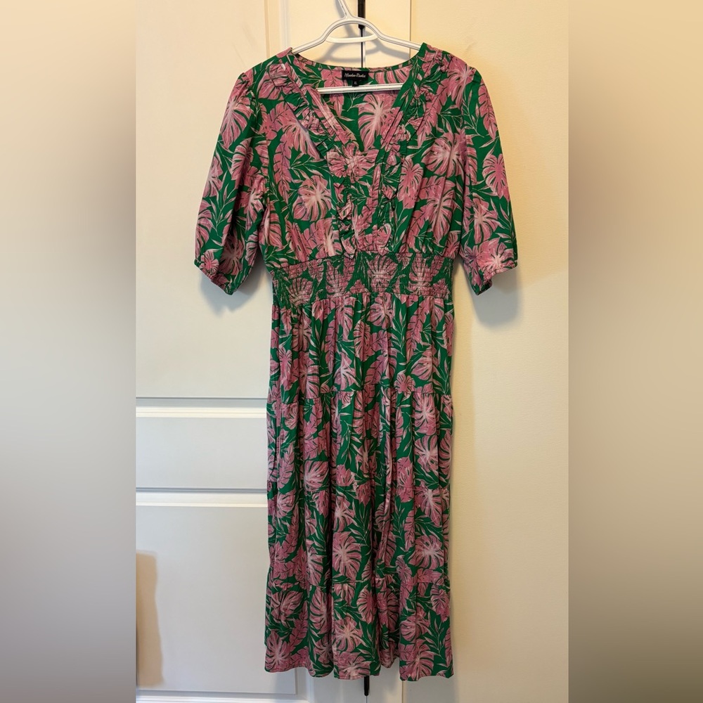Floral Green and Pink fern Dress by Meadow Rhodes